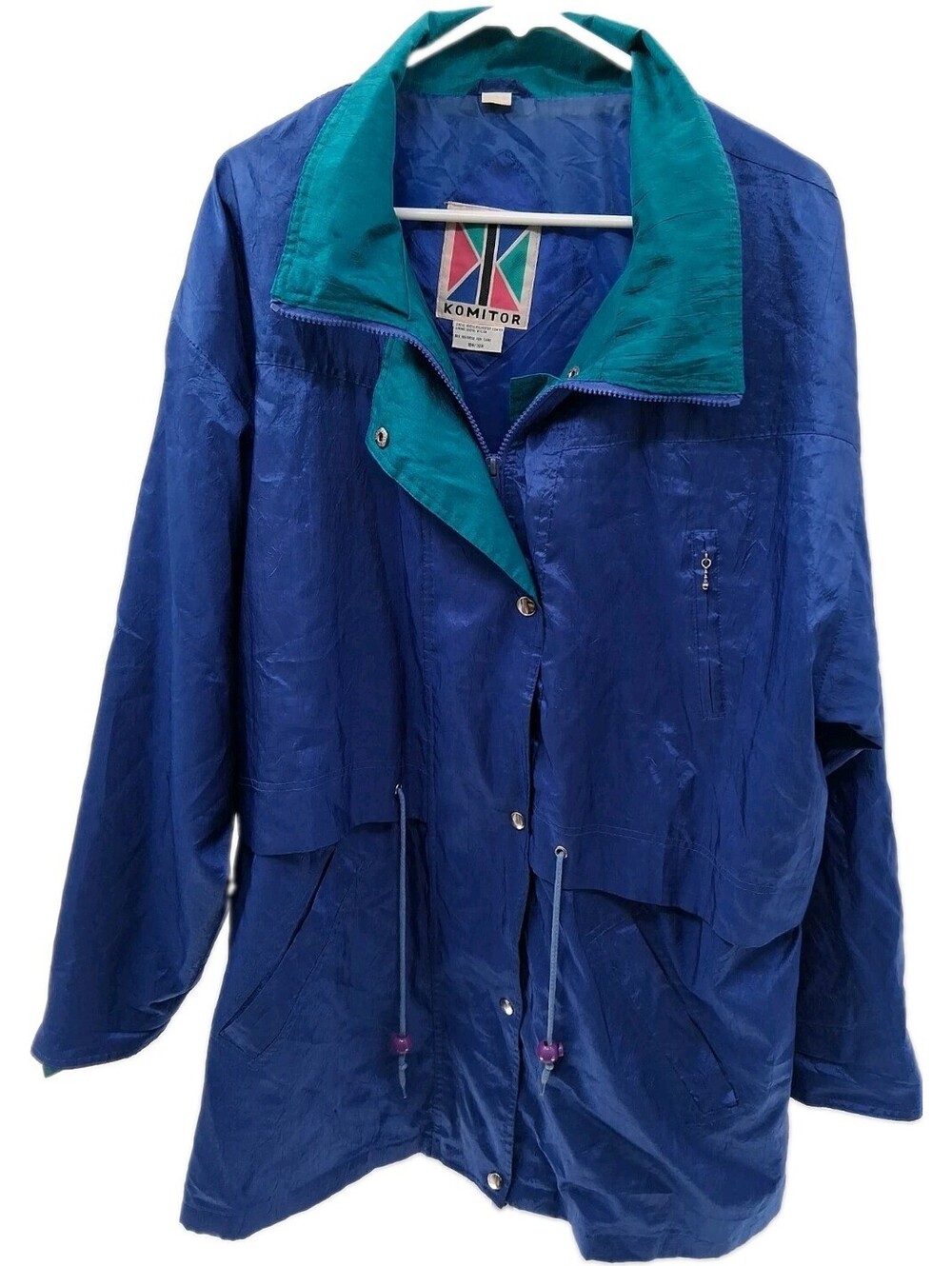 Vintage Komitor Jacket Womens Size 18/20w Blue Mid Length Coat 80s 90s Retro Ski